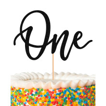 Primul tort de na?tere Myamped Topper - Glitter Black One Sign 1st Birthday Cake Decorating Supplije potrivite pentru Favori pentru Du? pentru Co