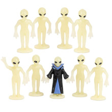 Accoutrements Archie McPhee Itty Bitty Aliens: Take Me to Your Miniature Tiny Leader - Glow in The Dark 1-3/8"""""""" Vinyl Figures - Set of 9 Green