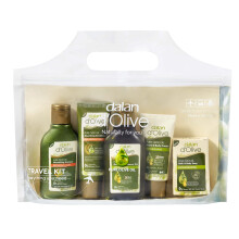 Dalan d'Olive Kit de Voyage, 5 Pièces - Shampooing, Après-Shampooing, Gel Douche, Savon, Lotion Corps