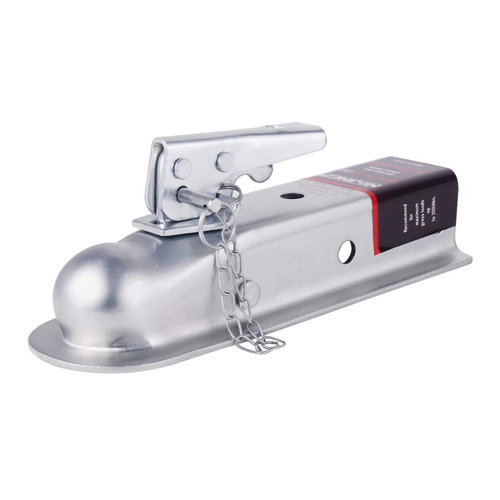 2"""" Straight Trailer Coupler - 3500 Lb Capacity 2"""" Ball & 2"""" Channel Includes Safety Chain Easy Bolt-On Installation 741025776753