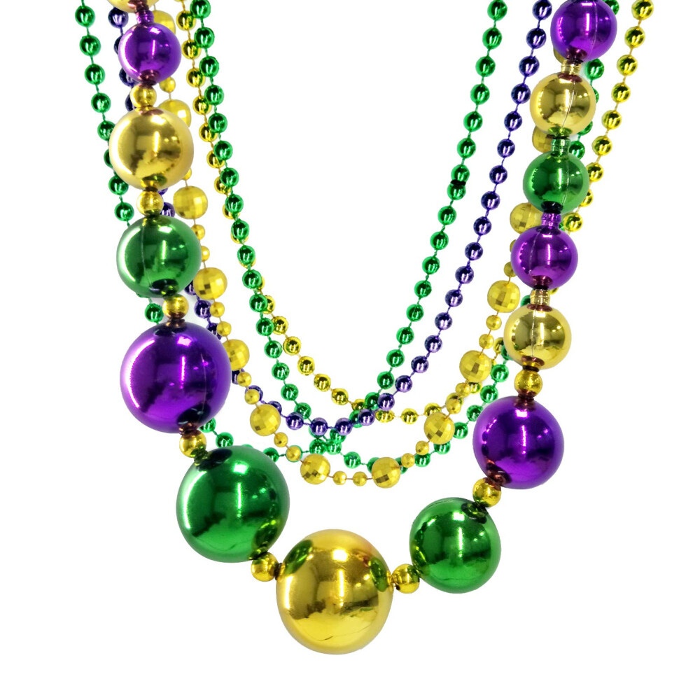 Mardi Gras Bead Necklaces Jumbo Assorted Styles Metallic Round Multi Colors Costume Necklace for Events and Party Favor Novelty Carnival Party Su-image-OPC-PHRFBY2-NEW