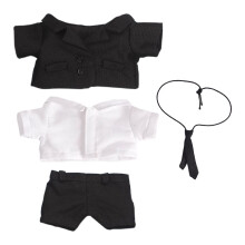 niannyyhouse Zwart Pak Jas Stropdas Wit Shirt Broek 15cm Pluche Poppenkleertjes Pop Aankleden (Zwart-2)