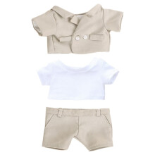 niannyyhouse Beige Pak Jas Witte T-Shirt Broek 7.8in(20cm) Pluche Gevulde Pop Kleding