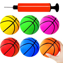 Dshengoo 6 st 5 tum Mini Toy Basketballs färgglad gummi uppblåsbar basket med pump för småbarn barn pool basket basket hoop strand sport spel fes