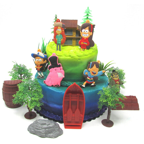 Gravity Falls Deluxe Birthday Cake Topper Set Featuring Gravity Fall Characters and Themed Accessories (Unique Design)