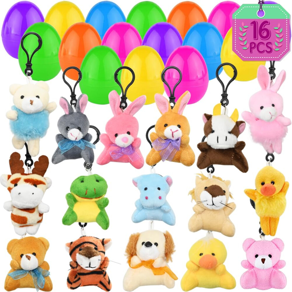 LUKBERA 16Pcs Animals Keychains  Mini Assorted Animals Plush Toys For Kids Goodie Bag for Classroom Exchange Gifts-image-OPC-PHRFCQ9-NEW