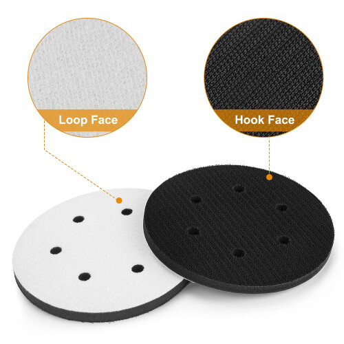 5 Pack 6 Inch 6 Hole Hook and Loop Soft Density Interface Buffer Pad 6"""""""" Sponge Cushion Buffing Backing Pads 2