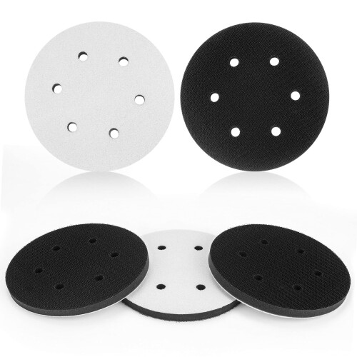 5 Pack 6 Inch 6 Hole Hook and Loop Soft Density Interface Buffer Pad 6"""""""" Sponge Cushion Buffing Backing Pads