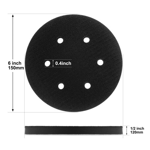 5 Pack 6 Inch 6 Hole Hook and Loop Soft Density Interface Buffer Pad 6"""""""" Sponge Cushion Buffing Backing Pads 1
