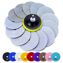 16PCS Wet Dry Diamond Polishing Pad Kit 4 Inch Diamond Sanding Pad 30-6000 Grit with 5/8''-11 Thread Backer Plate for Concrete Marble Quartz Gra