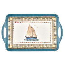 Velk podnos s rukojet Pimpernel Coastal Breeze Collection | Servrovac tc na obed kvu nebo sndani | Vyrobeno z melaminu pro vnitrn i venkovn