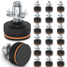 ANhovno 20 Pcs Adjustable Furniture Levelers with Floor Protectors 3/8"""" Heavy Duty Leveling Feet with Rubber Pads Leg levelers Screw in Table