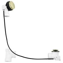 Westbrass D50P45-01 45"""" Cable Drive Standard Bath Drain Trim Kit with Rotary Overflow Cover Knob Pop-Up Stopper and SCH. 40 PVC Fittings Polis