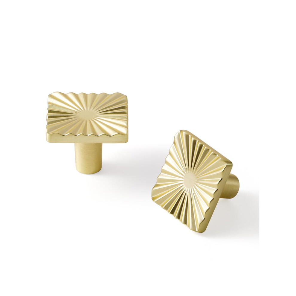 Jiasenbao 2 Pack Gold Cabinet Knobs Square Brushed Brass Drawer Pulls Bathroom Dresser Handles Hardware Zinc Alloy 749877233066