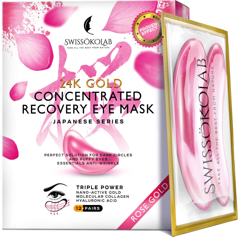Swisskolab Under Eye Patches For Puffy Eyes 24K Gold Eye Mask Dark Circles And Puffiness Collagen Eye Gel Pads Moisturizing & Reducing Wrinkles A