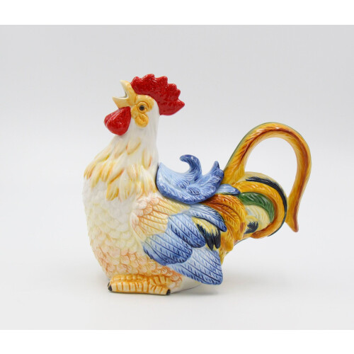 Fine Ceramic Hand Painted Rooster Teapot 8 1/2"""""""" L 2