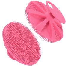INNERNEED Food-grade Soft Silicone Body Scrubber Shower Brush Handheld Cleansing Skin Brush Gentle Exfoliating and Lather Well (Pink)