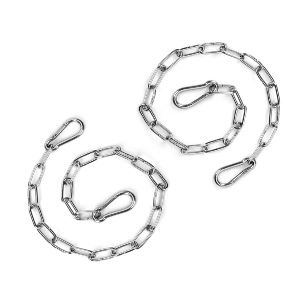 2Pcs Stainless Steel Gate Chain Lock - 24 Inch Chain Link With Double-Ended Carabiners For Outdoor Fence And Metal Gates - Secure Gate Latches An 755824889897