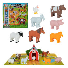 Populära lektioner Mini Magnetic Mix eller Match Animal Toys med pop -up Playmat Set of 7 - Farm