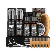 Beard Grooming Kit with 2 Pack Beard Original Oil Beard Balm Wash & Conditioner for After Shave Lotions-Sandalwood Beard Brush Combs Valenti