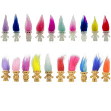 20pcs Luminous Mini Troll Dolls Glow in The Dark Vintage Action Figures Lucky Troll Dolls 1.2" Bodies, 2.3" Hair. Cake Toppers School Project, Arts an