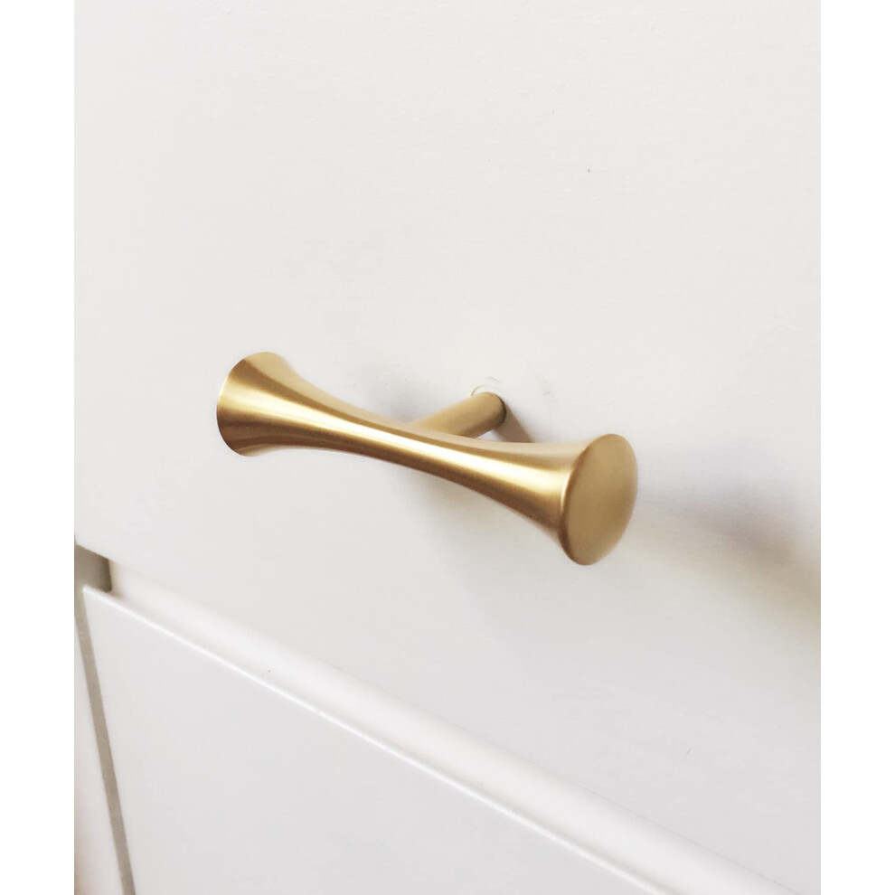 Brushed Brass Mcm Cabinet Hardware Mid-Century Modern Style Made Of Solid Brass (Hourglass Pull) 758475433297