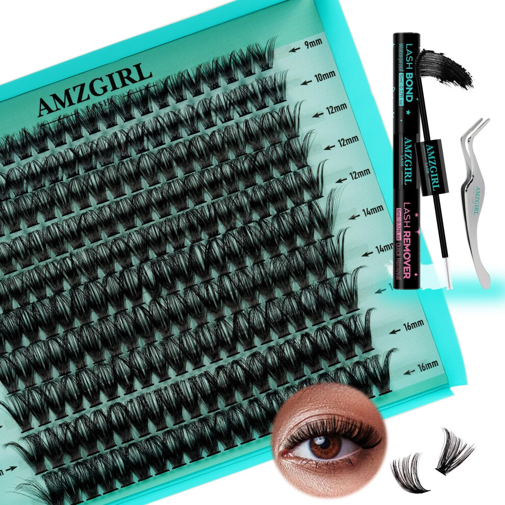 Amzgirl Lash Lash Extension Kit 200Pcs Lash Clusters Mix Eyelash Extension Kit With Waterproof Lash Bond And Remover Individual Lashes With Lash Tweezers For