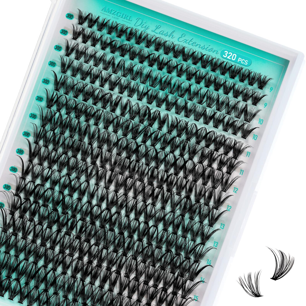 Amzgirl Lash Lash Clusters Wispy 320Pcs Eyelash Extension 30D Cluster Lashes Individual Lashes Diy Lash Extension Natural Look Cluster Eyelash Extensions Soft
