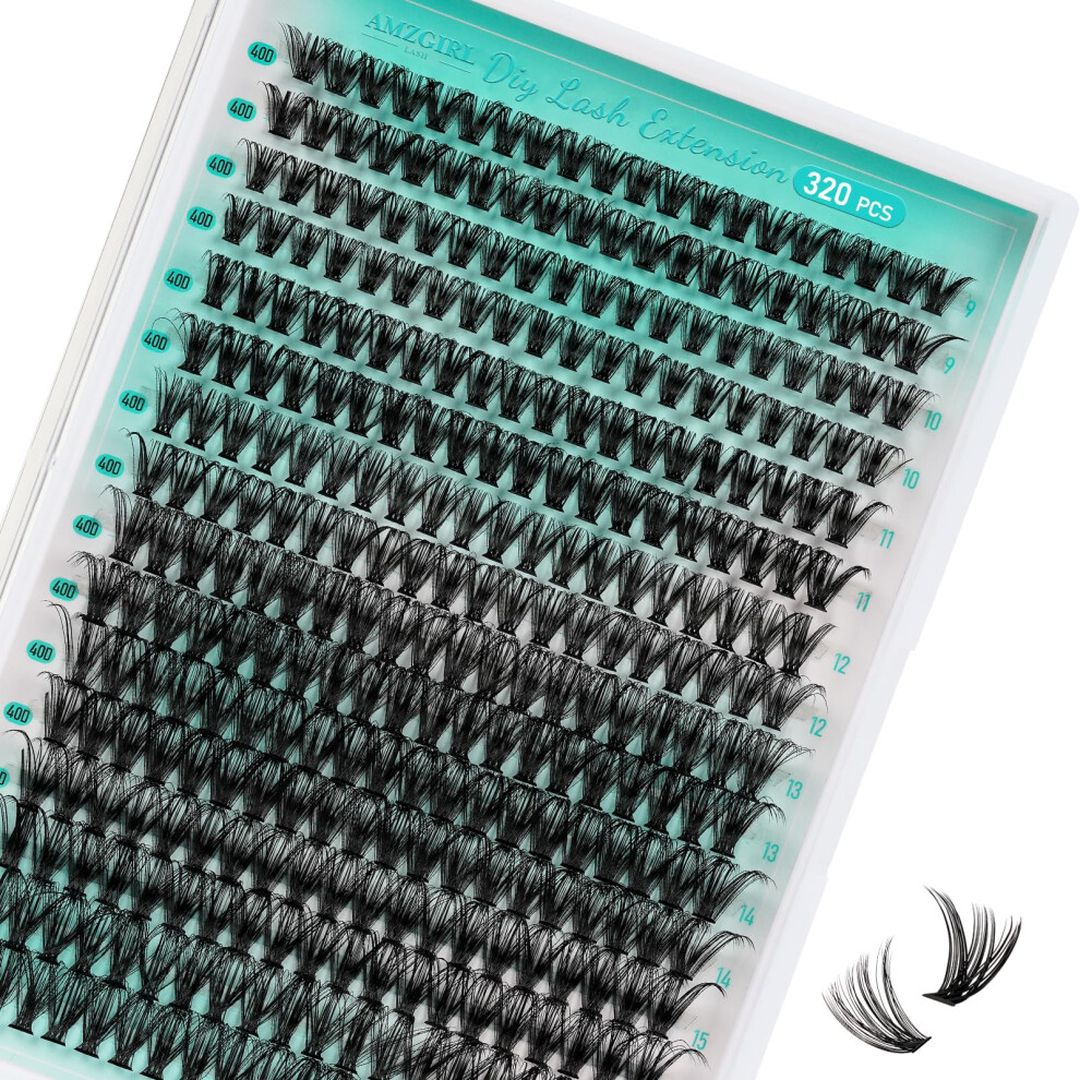 Amzgirl Lash Lash Clusters Wispy 320Pcs Eyelash Extension 40D Cluster Lashes Individual Lashes Diy Lash Extension Natural Look Cluster Eyelash Extensions Soft