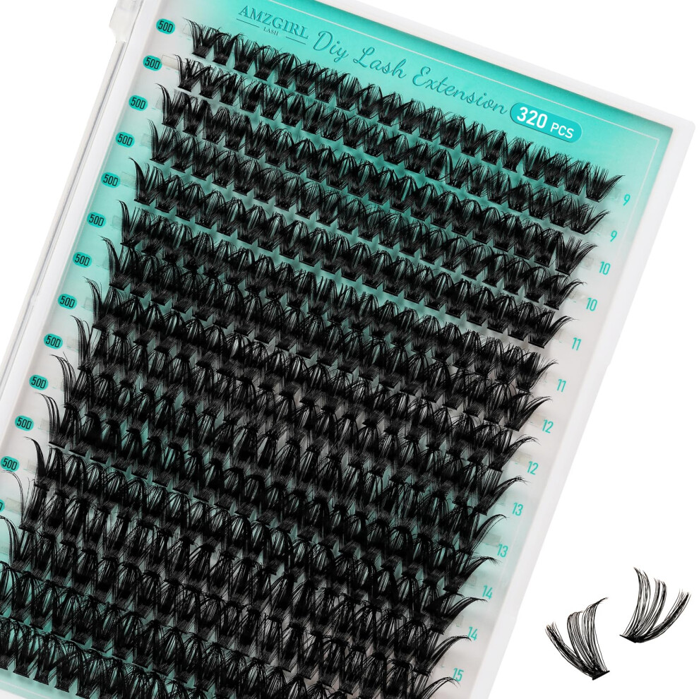 Amzgirl Lash Lash Clusters Wispy 320Pcs Eyelash Extension 50D Cluster Lashes Individual Lashes Diy Lash Extension Natural Look Cluster Eyelash Extensions Soft