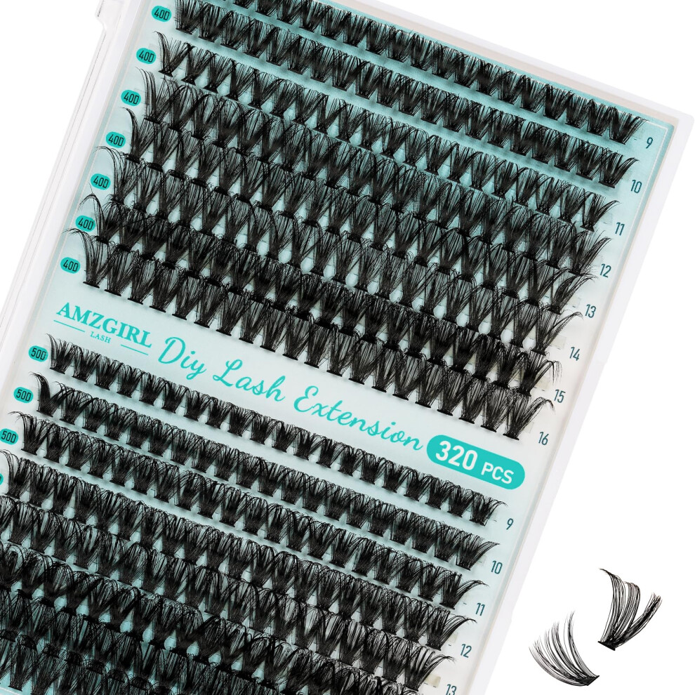 Amzgirl Lash Lash Clusters Wispy 320Pcs Eyelash Extension 40D 50D Cluster Lashes Individual Lashes Diy Lash Extension Natural Look Cluster Eyelash Extensions Soft