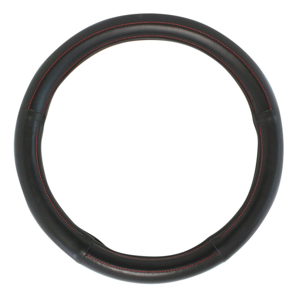 Gg Grand General 54009 18"""" Deluxe Steering Wheel Cover W/ Stitching Black/Red 760479540093