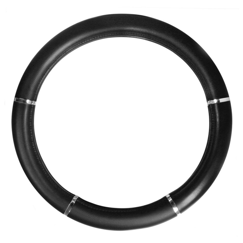 Grand General 54012 Heavy Duty 18 Inches With Chrome Trims Steering Wheel Cover In Deluxe Accents Series Black 760479540123
