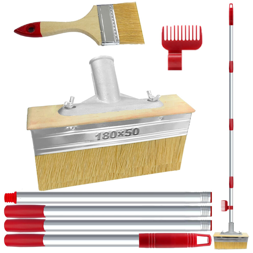 Deck Stain Brush With Threaded Long Handle 7 Inch Deck Stain Applicator 60"""" Extension Pole Deck Stain Applicator With 3"""" Paint Brushes Set For 762074482587