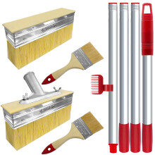 2 Pack Deck Stain Brush with Threaded Long Handle 7 Inch Deck Stain Applicator  60"""" Extension Pole Deck Stain Applicator with 3"""" Paint Brushes