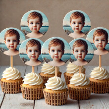 Clarent  ??individuelle Cupcake-Topper, lustiger Gesichtsausschnitt, Dessert-Topper, Kuchen-Topper, personalisierter Foto-Kopfausschnitt, 4,4 cm, pe
