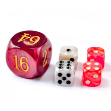 5st Set 30mm Backgammon Pearl Dice Set - 30mm (1 3/16 """") Stor backgammon frdubbling kub plus 4st 16mm trningar (rd/vit marmoriserad)