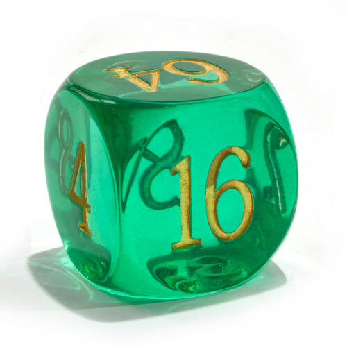 Big Translucent Backgammon Doubling Cube Dice 30MM Large Backgammon Doubling Number Dice 1 3/16"""" Translucent Green