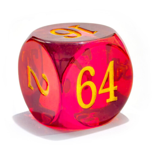 Big Translucent Backgammon Doubling Cube Dice 30MM Large Backgammon Doubling Number Dice 1 3/16"""" Translucent Red