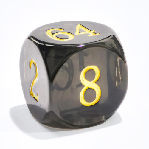 Big Translucent Backgammon Doubling Cube Dice 30MM Large Backgammon Doubling Number Dice 1 3/16"""" Translucent Smoke