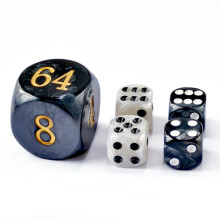 5-teiliges Set 30MM Backgammon Perlenwürfel Set - 30MM (1 3/16") Großer Backgammon Verdopplungswürfel Plus 4x 16MM Würfel (Schwarz/Weiß Marmor)