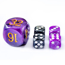 5-teiliges Set 30 mm Backgammon-Perlenwrfel-Set  30 mm (1 3/16 Zoll) groer Backgammon-Verdopplungswrfel plus 4 16 mm groe Wrfel (lila/schwarz m