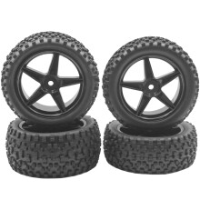 ShareGoo 4Pack Ruota Esagonale da 12mm Cerchi a 5 Razze Pneumatici in Gomma ad Alta Aderenza Pneumatici Anteriori Posteriori con Spugna 88mm/3.46
