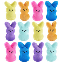 PERUKOYO 12PCS Paas Konijn Pluche, Paasmand Vullingen Speelgoed voor Kinderen, Bulk Pluche Dieren