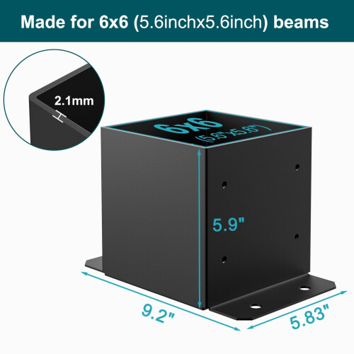SpaceUp 6x6 Post-Basis 2-PCs Innere Gre 5.6 """" x 5.6 """" Deck nach Basi 1
