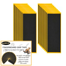 ACFELLE 18 Stukken Fingerboard Grip Tape, Kwaliteits Schuim Zwart Houten Mini Skateboard Sterke Lijm 110mm x 38mm (18)