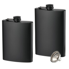 2 pachete de ?olduri pentru lichior 8 oz ?i 12 oz din o?el inoxidabil baloane sub?iri cu plnie pentru barba?i ?i femei (negru mat)