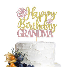 Tortenaufsatz Happy Birthday Oma, Oma-Geburtstagsdekoration, Kuchendekoration zum Muttertag/Beste Oma aller Zeiten, Party-Dekoration (Gromutter-3)