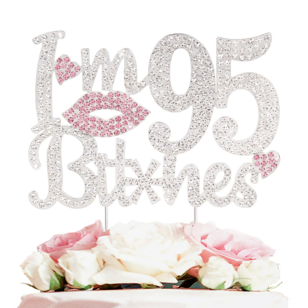 Rsaire Drle Rose Rose Gteau Topper - Joyeux 95E Anniversaire Applaudir 95 Ans De Fte Bday Metal Metal De Table De Table De Topper De Topper.-image