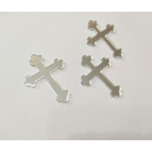 10 Stck Acryl Taufe Kreuz Kuchen Topper Spiegel Kreuz Kuchen Dekor Gold Heilige Kommunion (4'' Silber Spiegel)